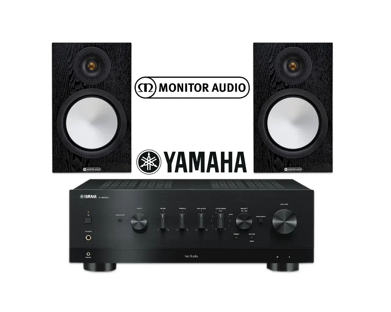 YAMAHA R-N800A | Monitor Audio Silver 100 2