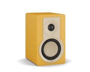 Kompaktni hi-fi zvočniki DALI KUPID v modernem skandinavskem dizajnu, primerni za police ali stensko montažo.