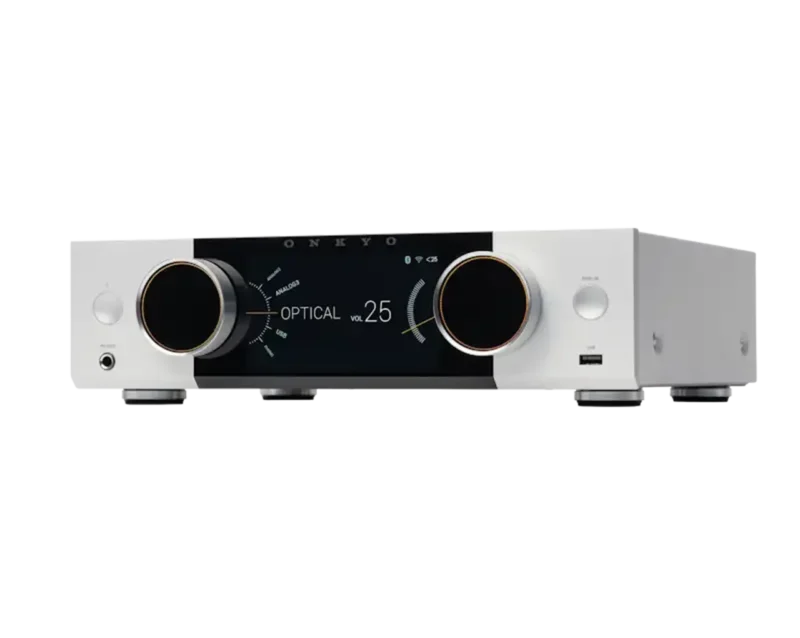 Barvni LCD zaslon Onkyo Muse Y-50 z naslovnico albuma in VU metri